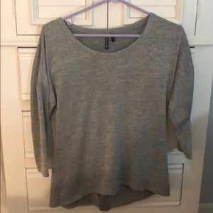 Soft Grey Quarter Sleeve Top with Zipper